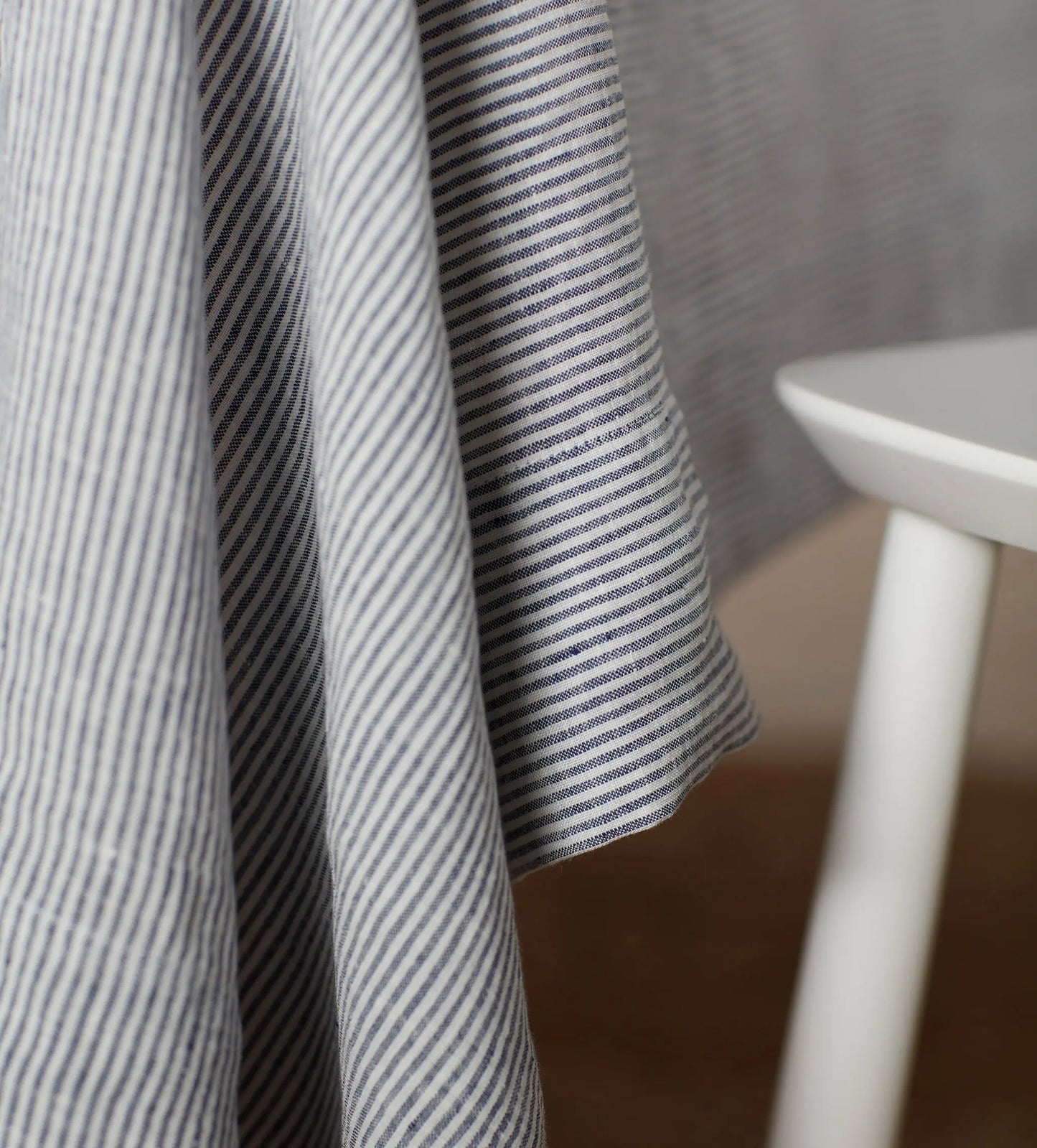 French Blue Sid Stripe 100% Linen Tablecloth The Secret Linen Store