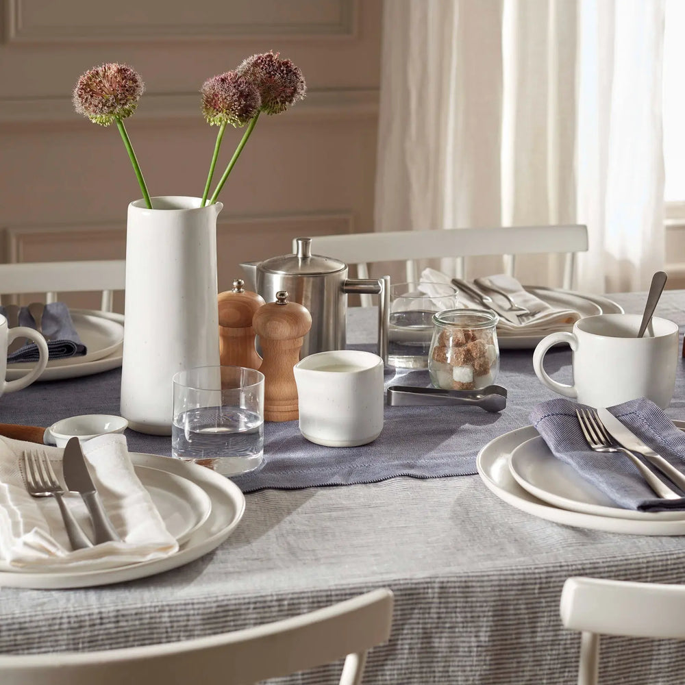 French Blue Sid Stripe 100% Linen Tablecloth The Secret Linen Store