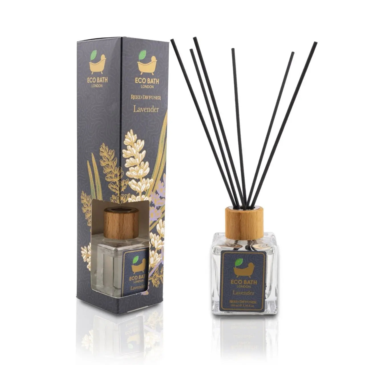 French Lavender Reed Diffuser - Luxurious Home Fragrance with Natural Essential French Lavender Oil, 100ml (3.38 Fl.Oz) Eco Bath London