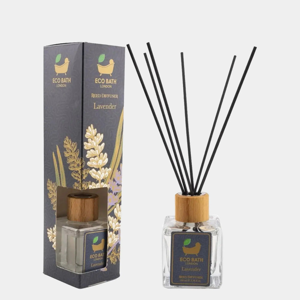 French Lavender Reed Diffuser - Luxurious Home Fragrance with Natural Essential French Lavender Oil, 100ml (3.38 Fl.Oz) Eco Bath London