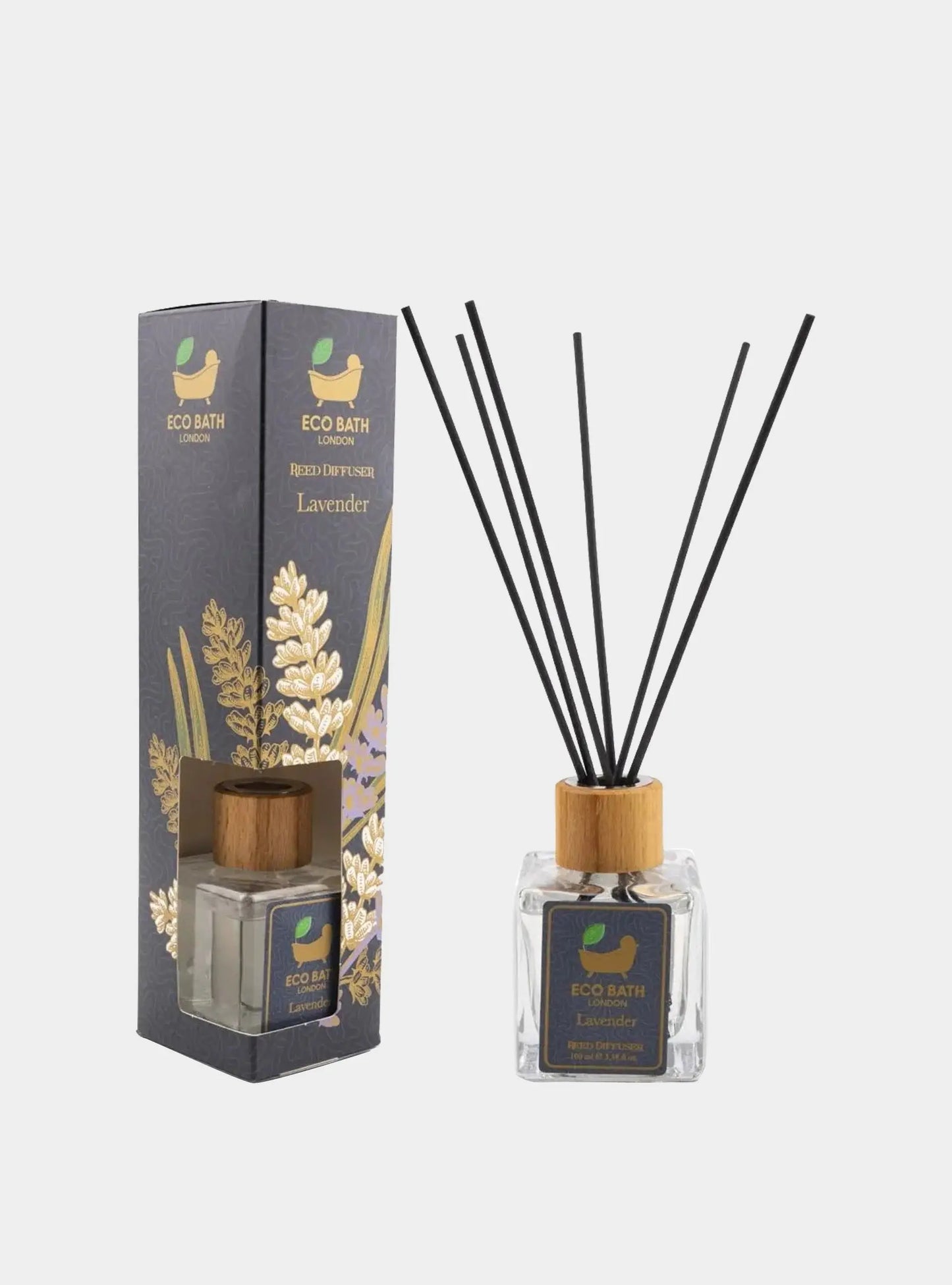 French Lavender Reed Diffuser - Luxurious Home Fragrance with Natural Essential French Lavender Oil, 100ml (3.38 Fl.Oz) Eco Bath London