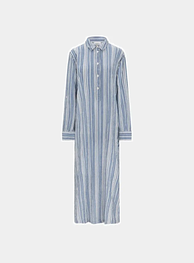 French Navy Stripe Maxi Shirt Nudea
