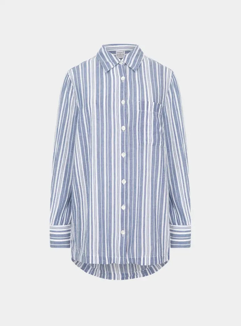 French Navy Stripe Midi Shirt Nudea