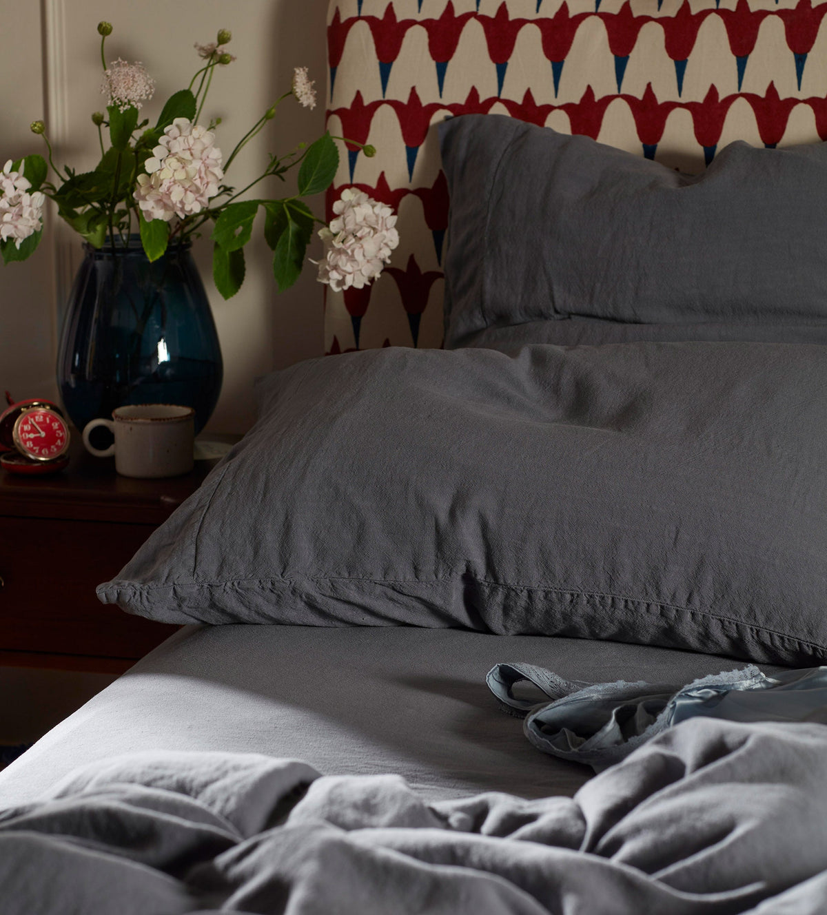 French Blue Super Hero Linen Blend Fitted Sheet - The Secret Linen Store