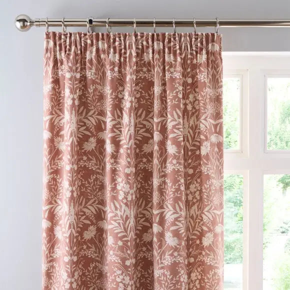 Freya Floral Pencil Pleat Curtains Dunelm