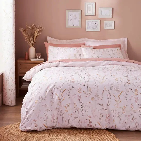 Freya Stem Floral 144 Thread Count Cotton Duvet Cover & Pillowcase Set Dunelm