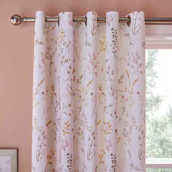 Freya Stem Floral Cotton Eyelet Curtains Dunelm