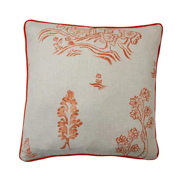 Friendly Folk Melon Orange, Sustainable Feather, Cushion Kit Kemp Eco-conscious & Linen Blend & Viscose Blend Animal & Fl Andrew Martin