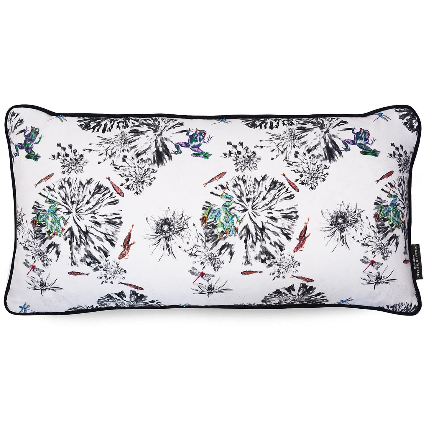 Frog Hand Embroidered Bolster Cushion - Multi Susannah Weiland Collections