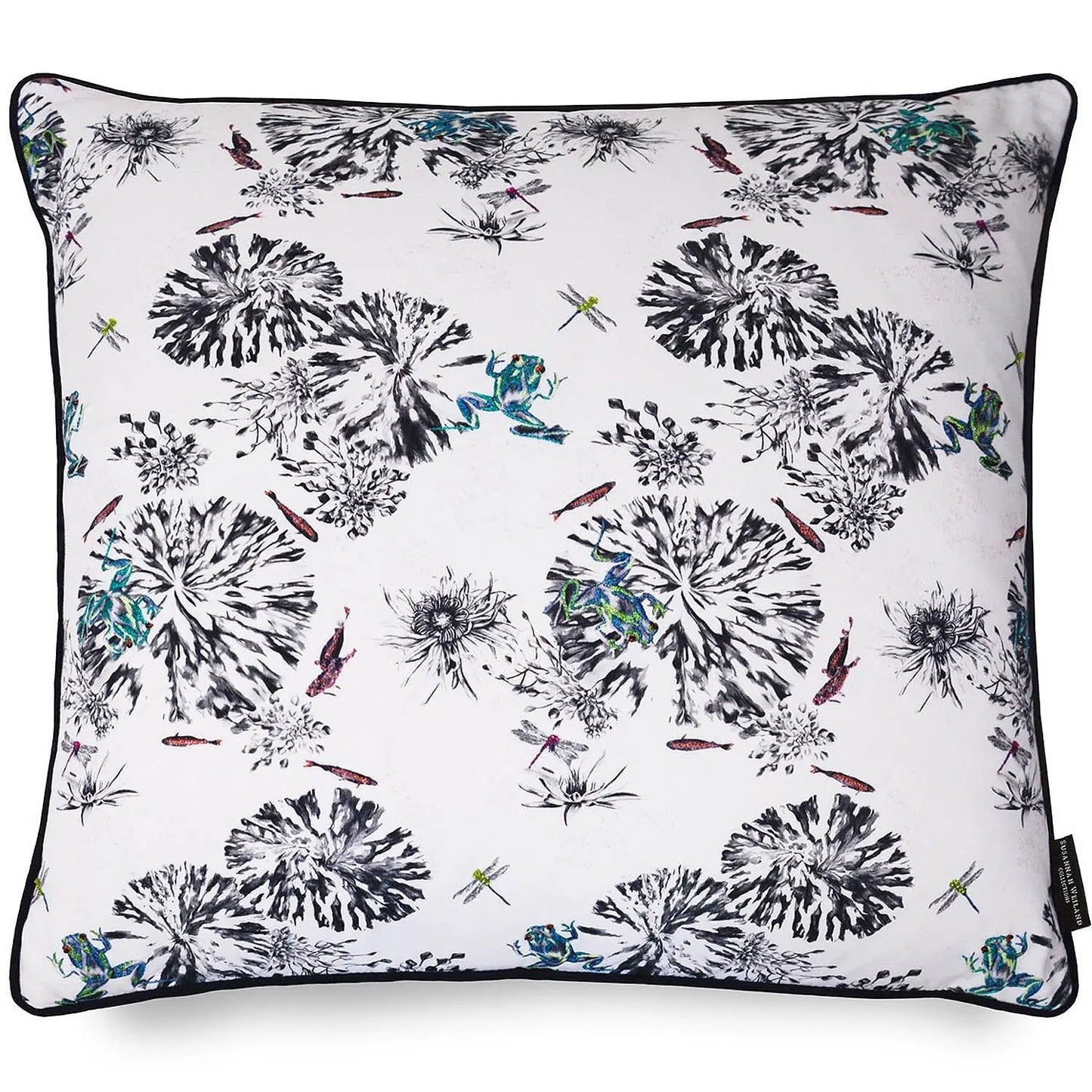 Frog Hand Embroidered Cushion - Green Susannah Weiland Collections