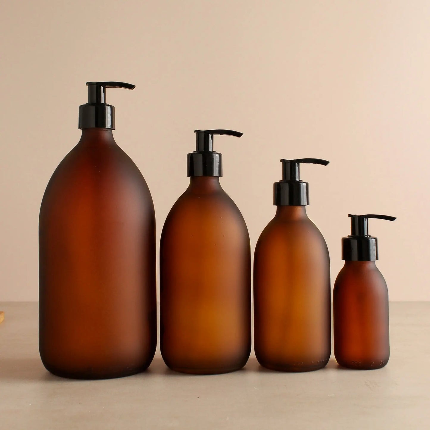 Frosted Amber Glass Dispenser Bottle With Black Pump Namie Home