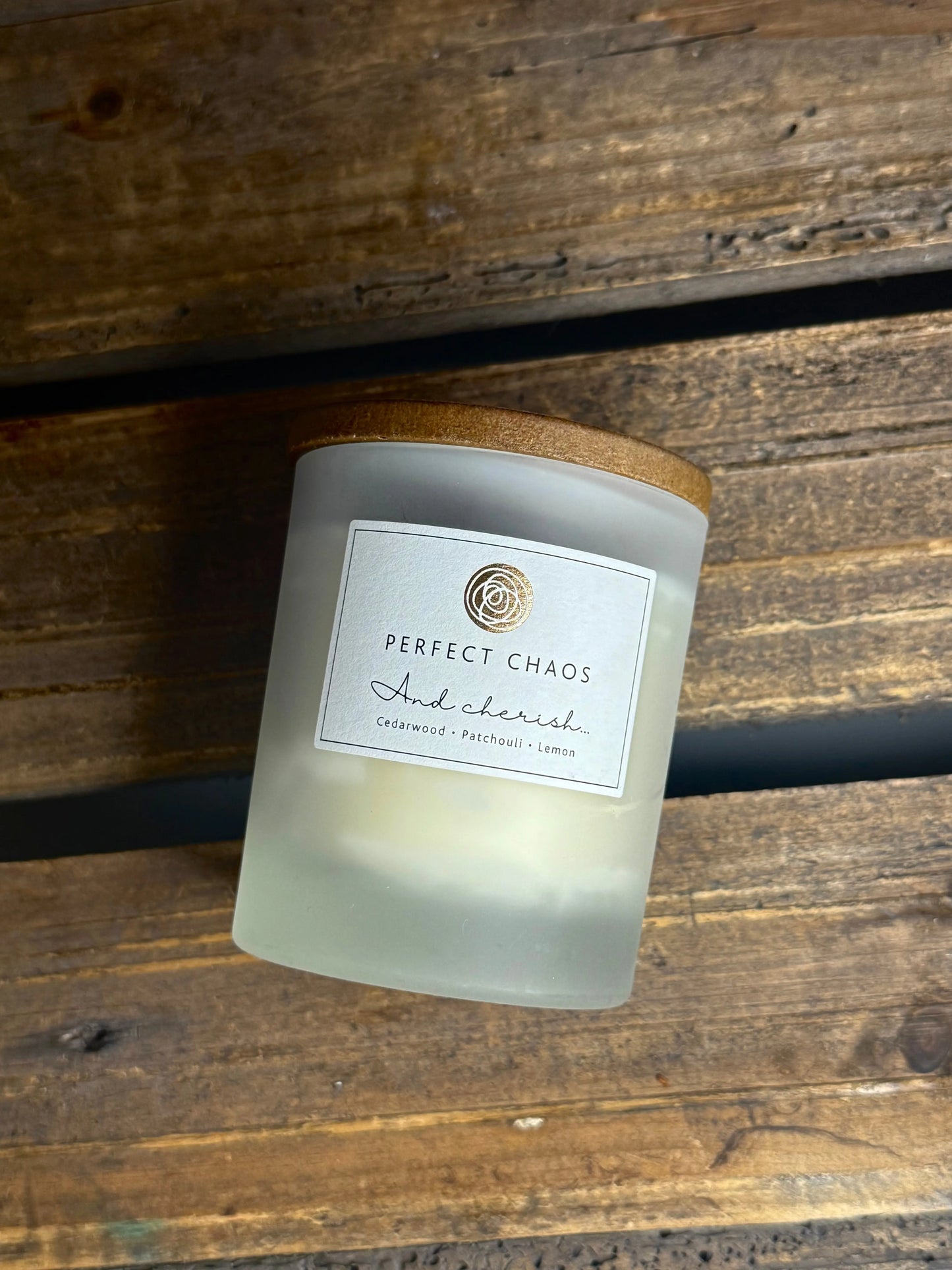 Frosted Glass Candle - And Cherish Perfect Chaos