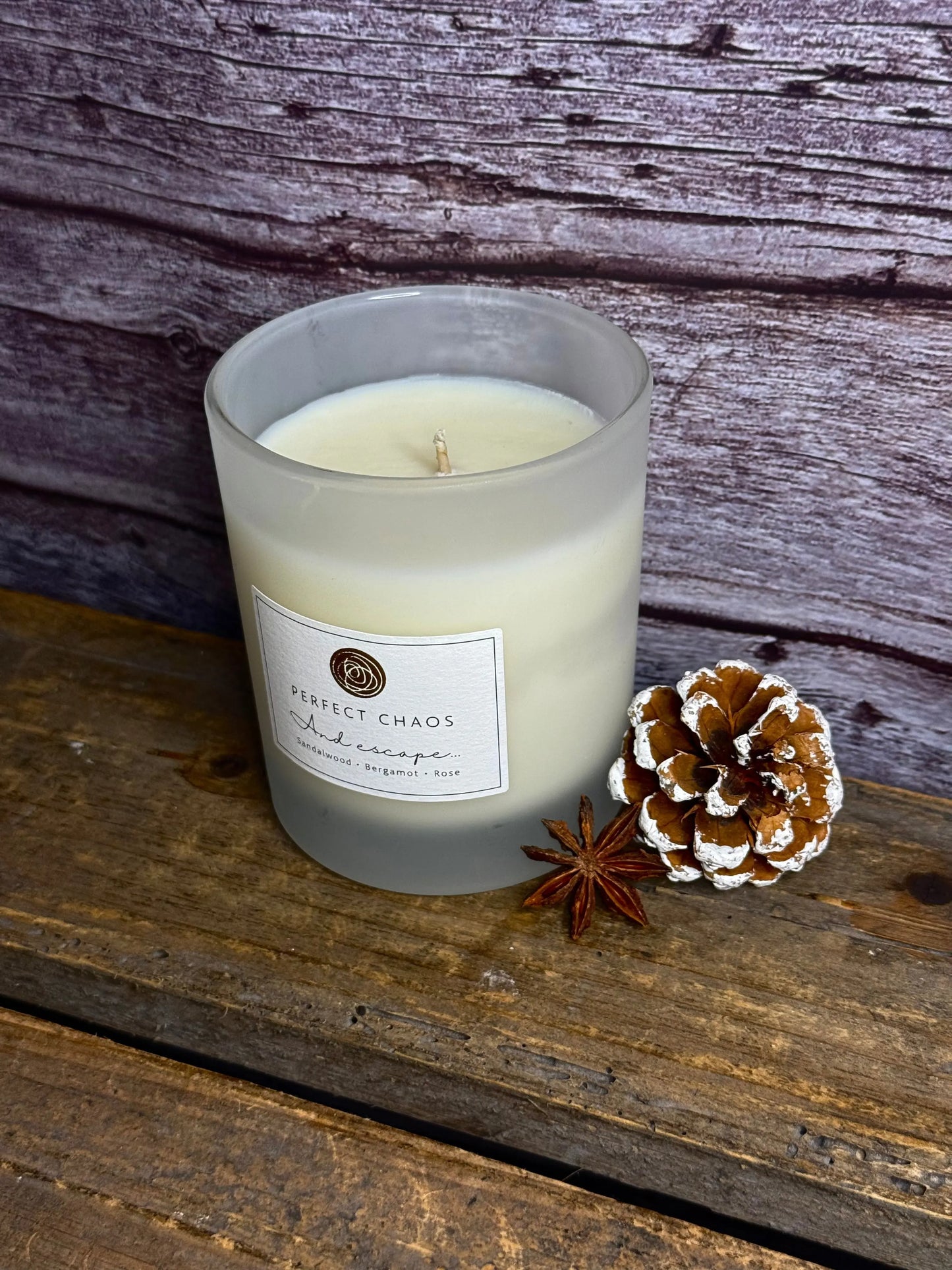 Frosted Glass Candle - And Escape Perfect Chaos