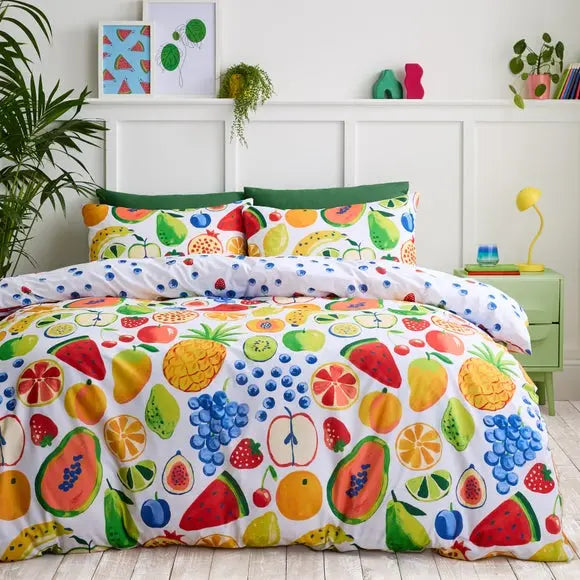 Fruits Reversible Duvet Cover and Pillowcase Set Dunelm