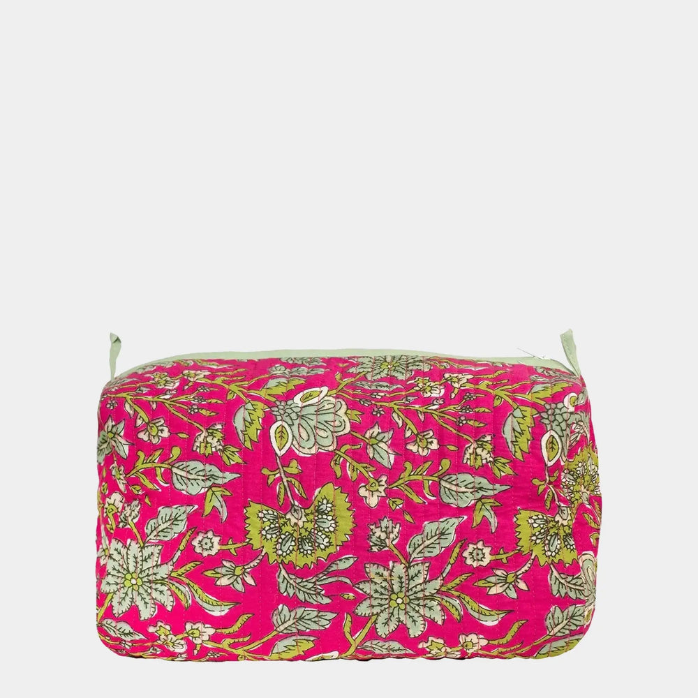 Fuchsia Freesia Cotton Wash Bag inara