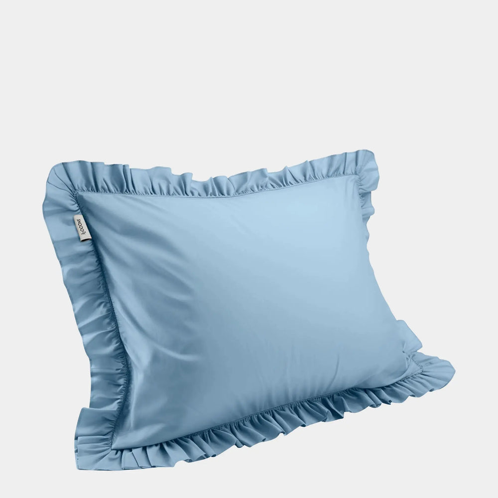 Full Size Cotton Ruffled Pillowcase, Butterfly Blue Snooozeworld