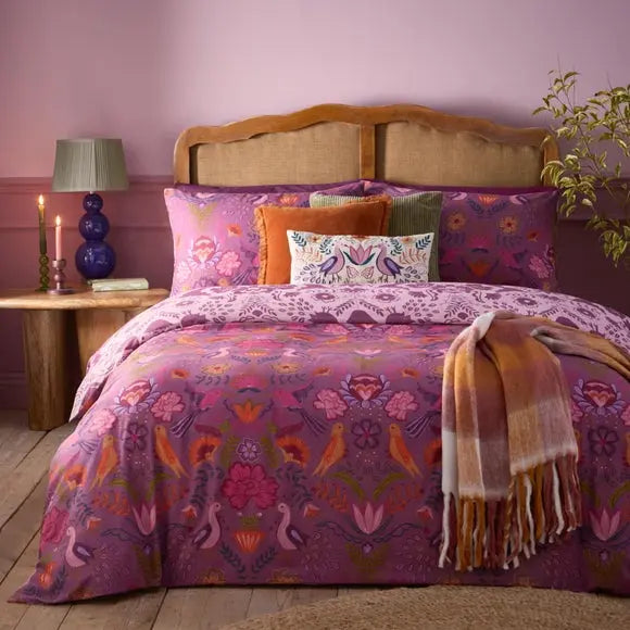 Furn Broderie Reversible Duvet Cover and Pillowcase Set Dunelm