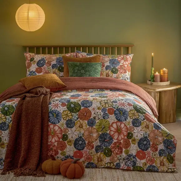 Furn Picking Patch Reversible Duvet Cover and Pillowcase Set Dunelm