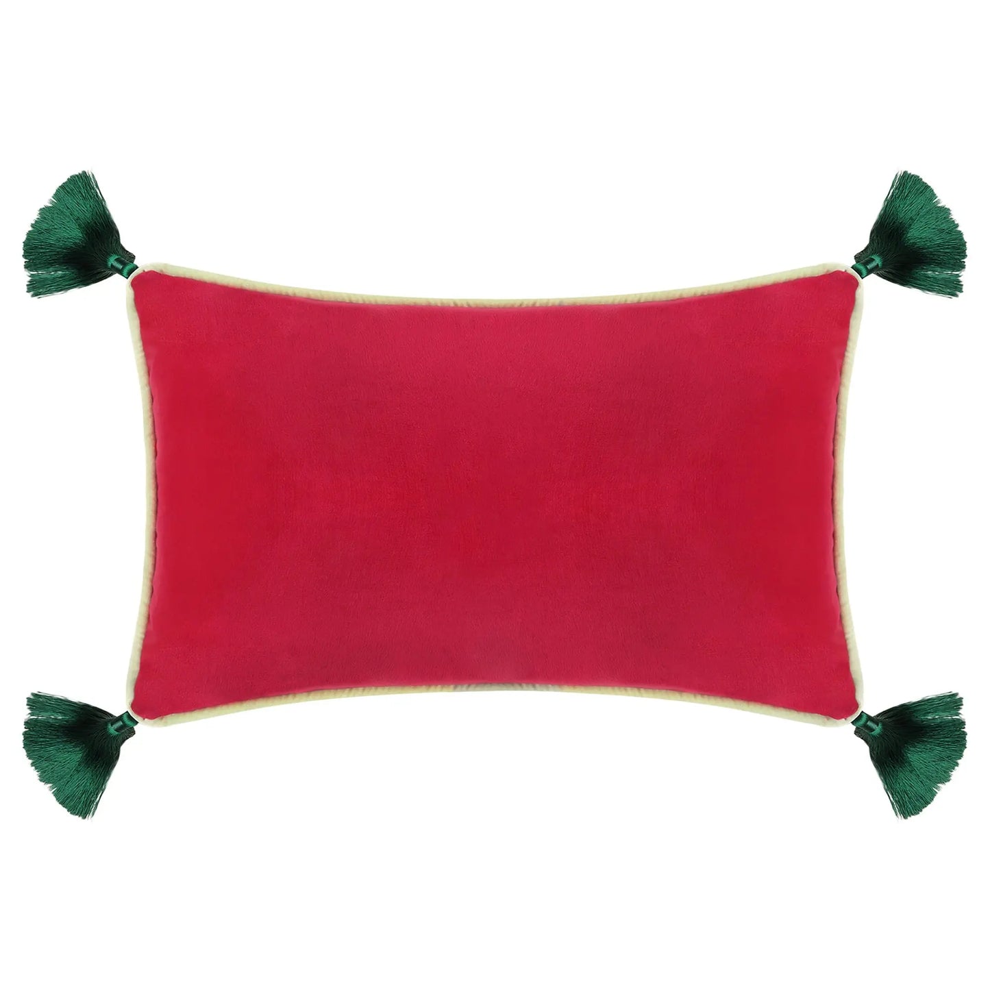 Fuschia Velvet Rectangular Cushion With Tassels Bivain