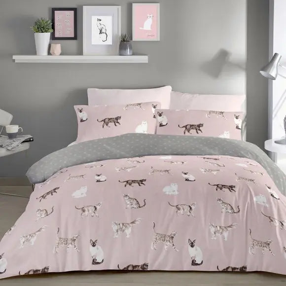 Fusion Cats Reversible Duvet Cover and Pillowcase Set Dunelm
