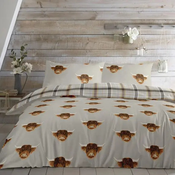 Fusion Highland Cow Reversible Duvet Cover & Pillowcase Set Dunelm