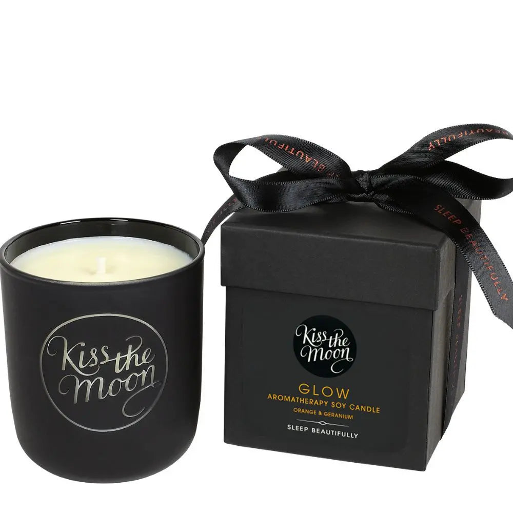 GLOW AROMATHERAPY SOY CANDLE | Revive with Orange & Geranium Kiss the Moon