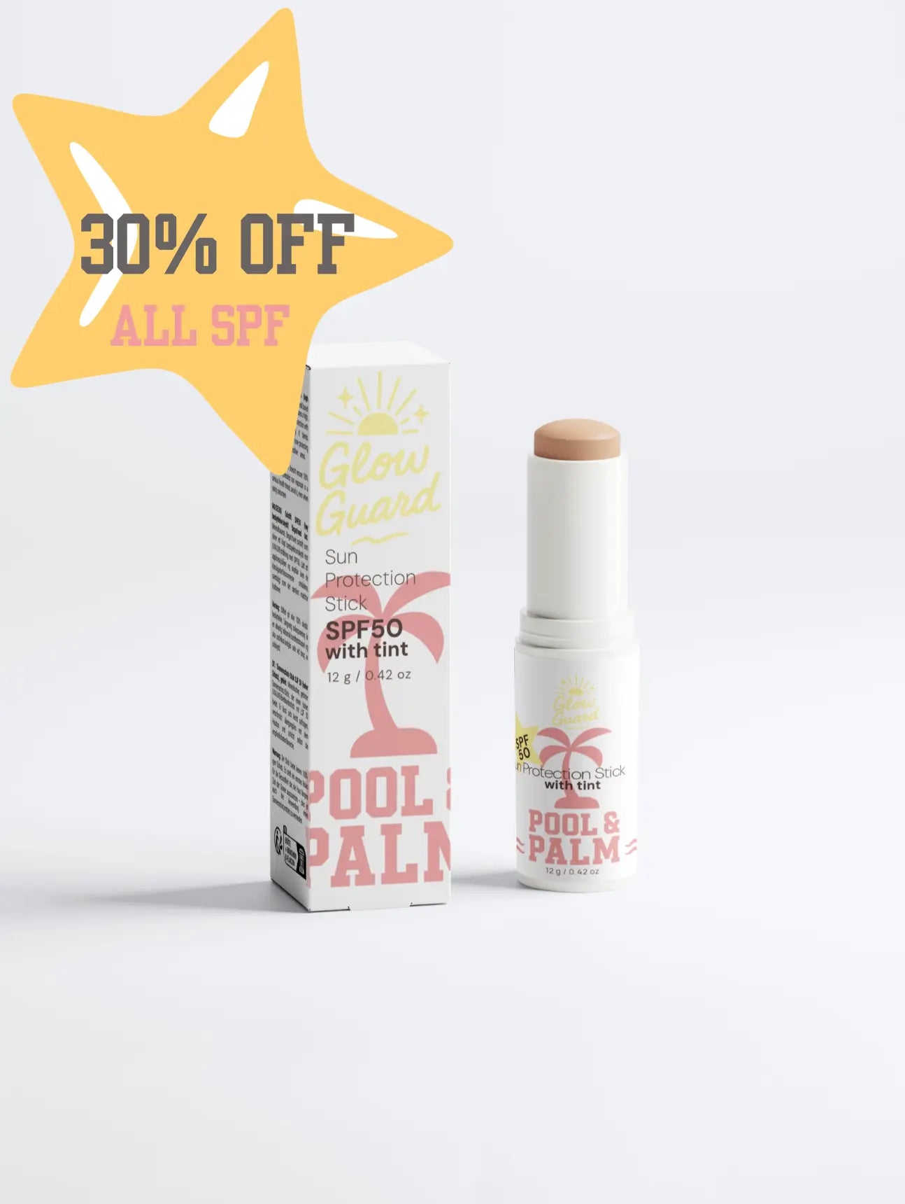 GLOW GUARD: Sun Protection SPF50 Stick, with tint Pool & Palm