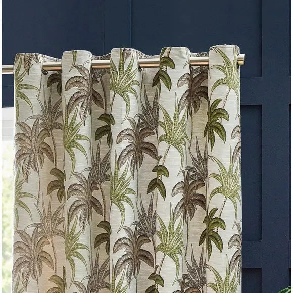 Galapagos Green Eyelet Curtains Dunelm