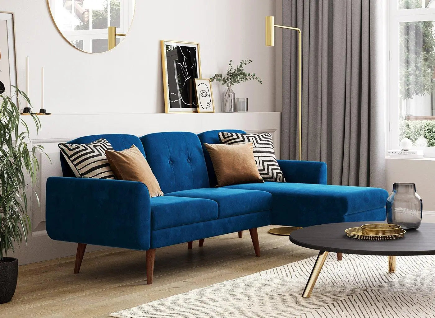 Gallway 3 Seater Corner Sofa Bed - Blue Dreams