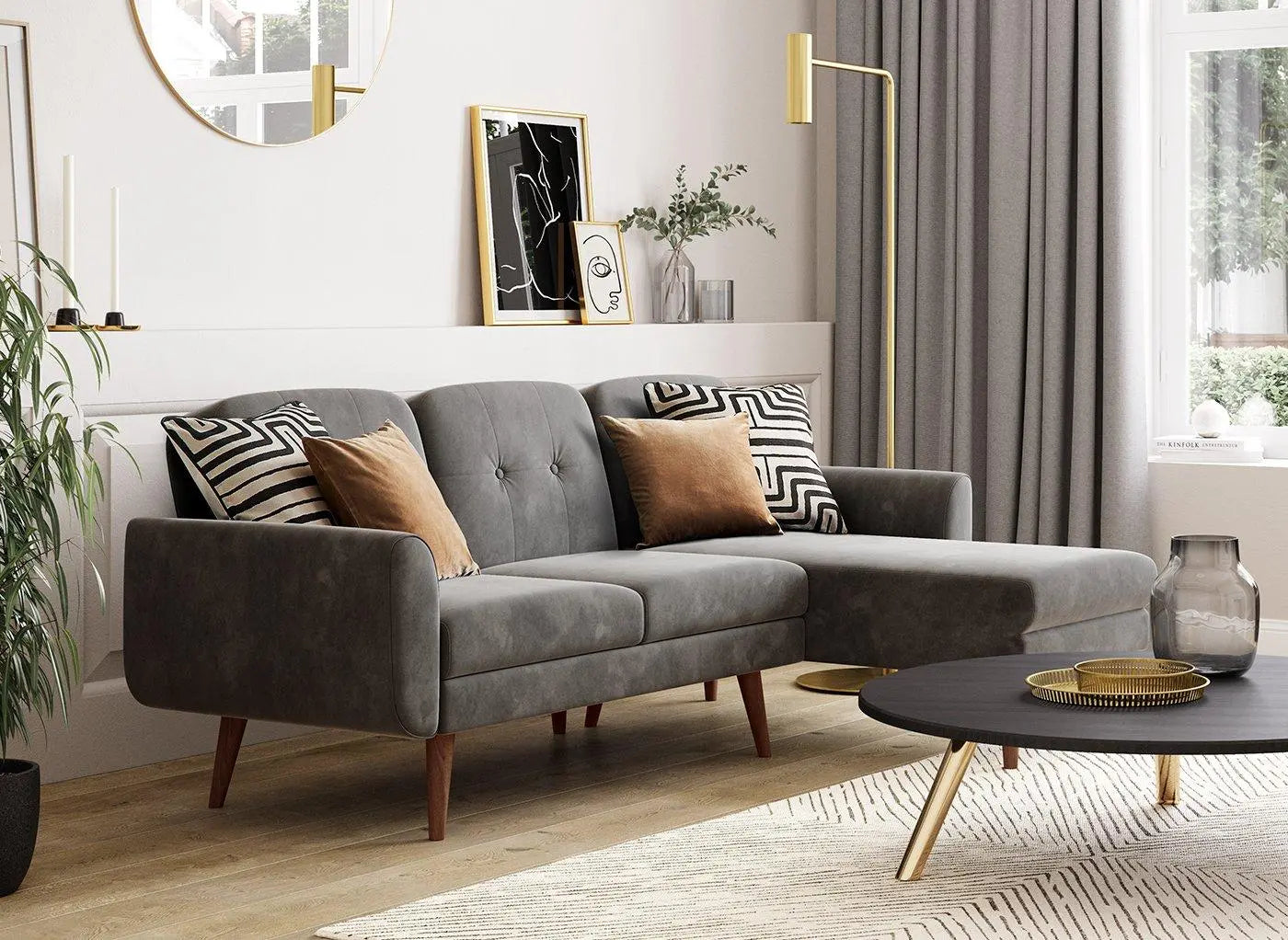 Gallway 3 Seater Corner Sofa Bed - Grey Dreams