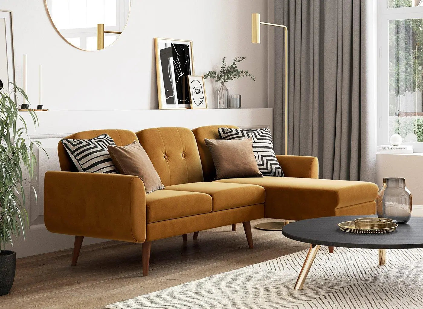 Gallway 3 Seater Corner Sofa Bed - Orange Dreams