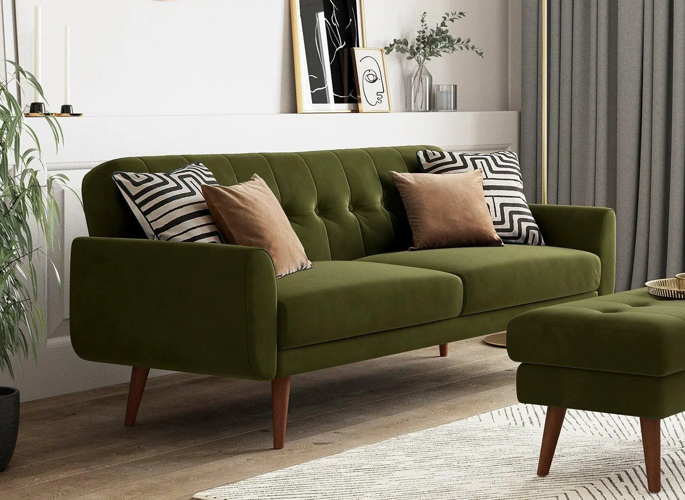 Gallway 3 Seater Sofa Bed - Navy Velvet - Blue Dreams