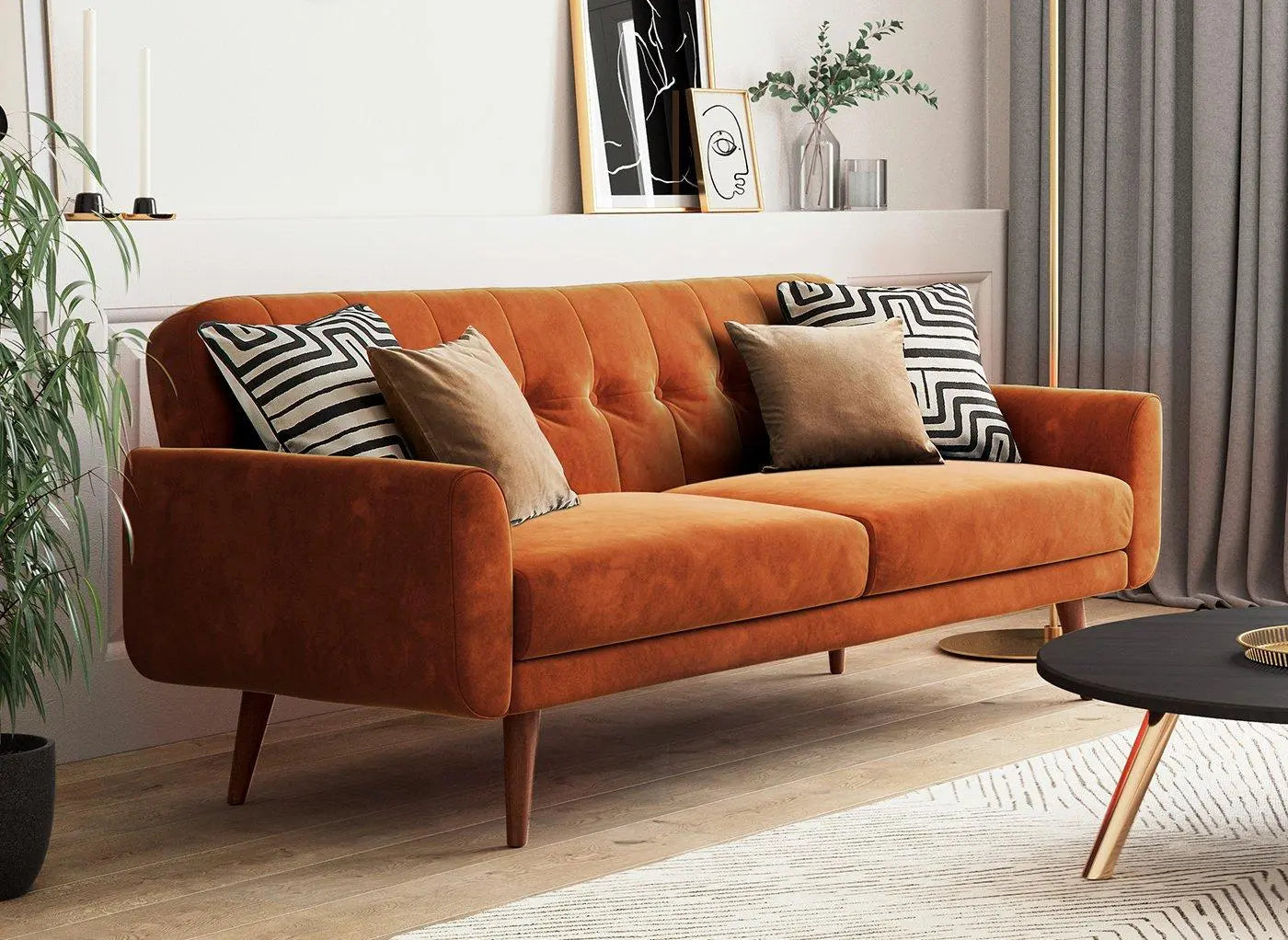 Gallway 3 Seater Sofa Bed - Orange Dreams