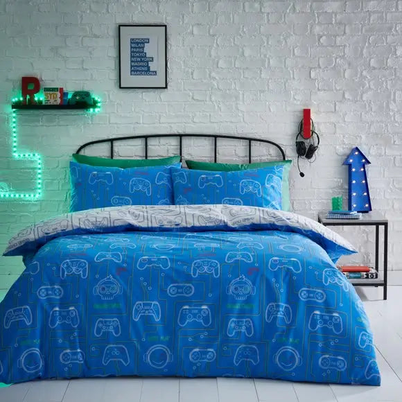 Gamer Reversible Duvet Cover and Pillowcase Set Dunelm