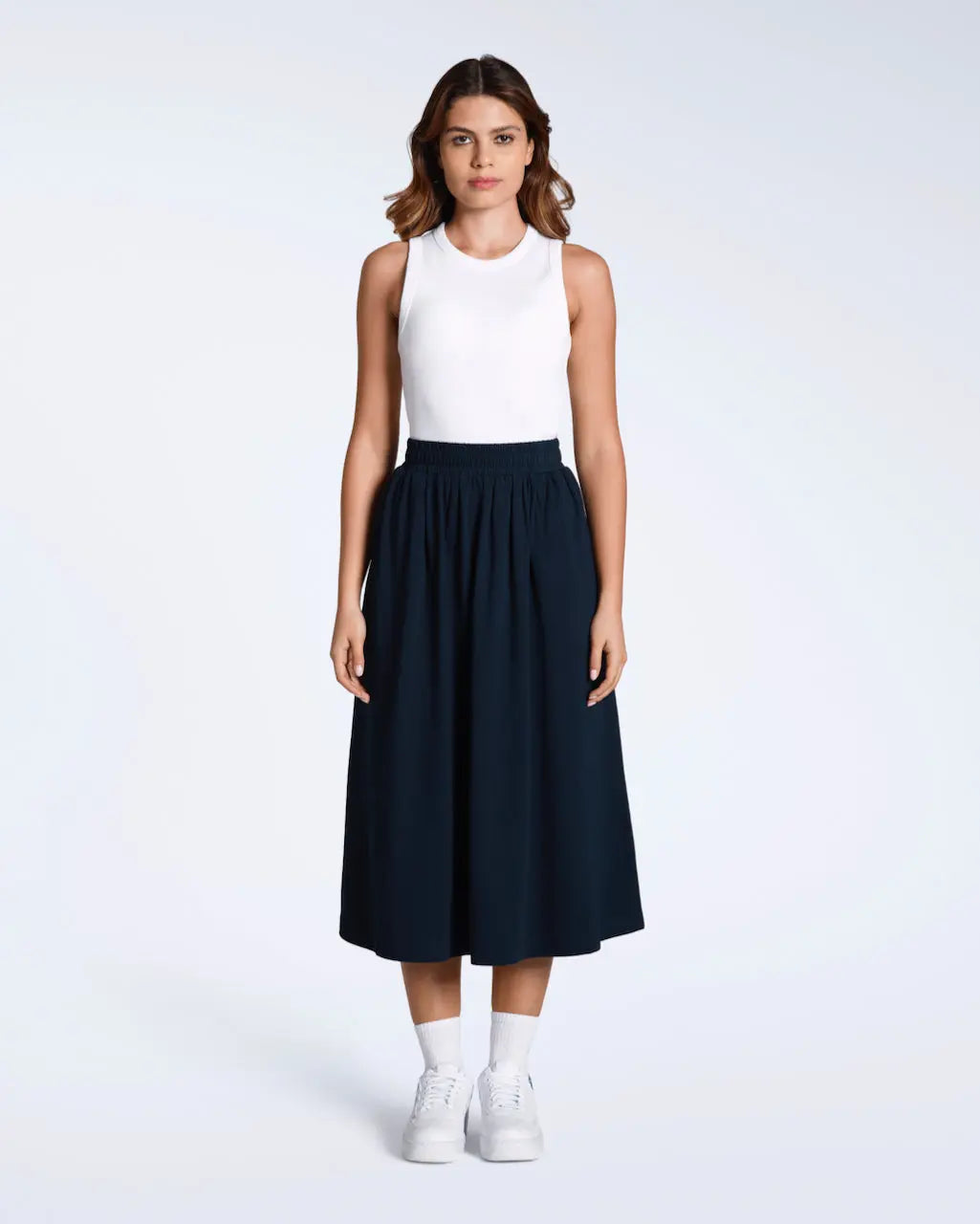 Gathered Organic Midi Skirt PLAINANDSIMPLE