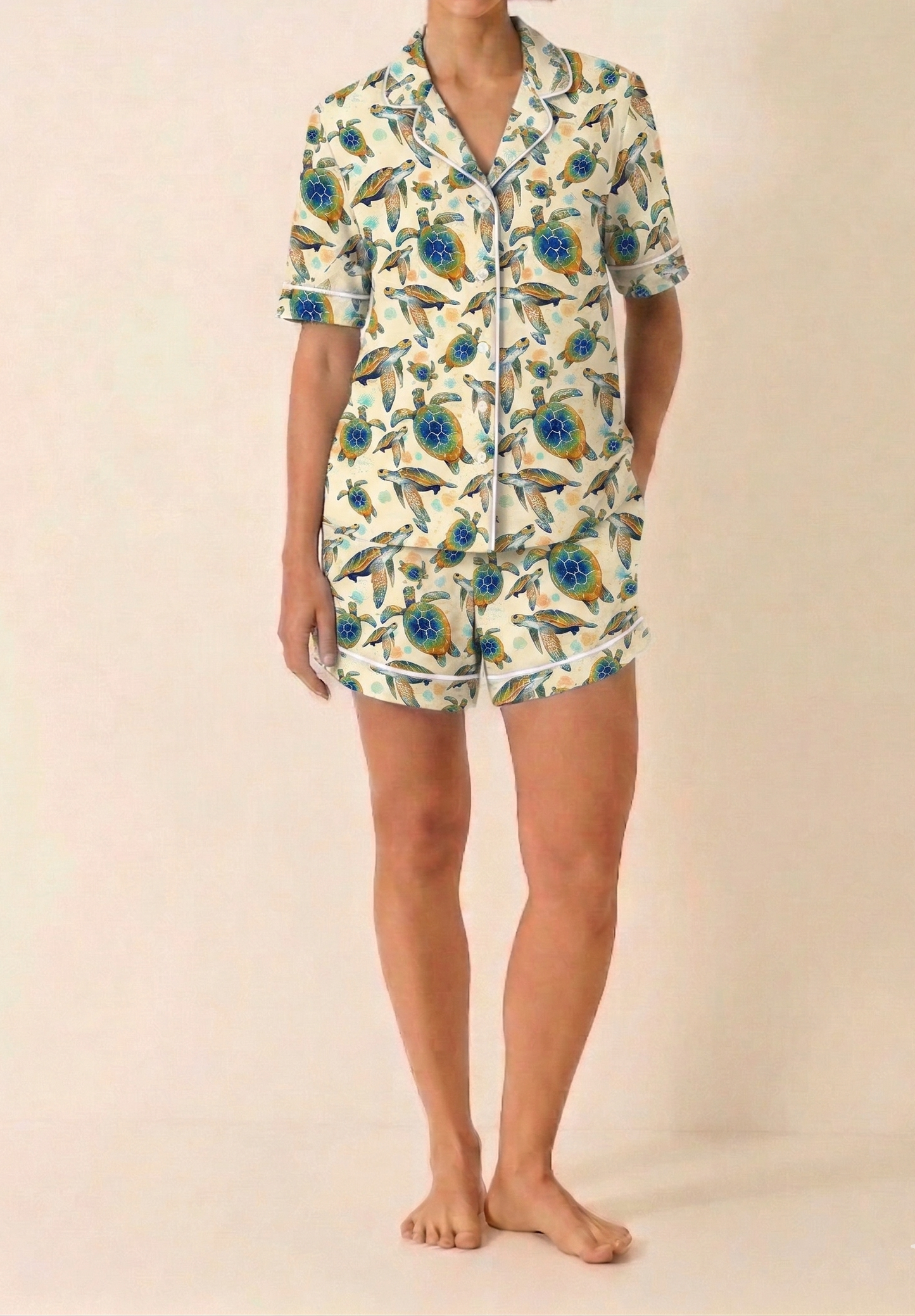 Turtles Women's Short Sleeve Cotton Pyjama Short Set Myza