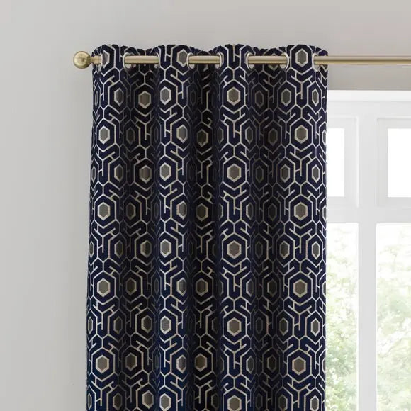 Geo Cut Velvet Eyelet Curtains Dunelm