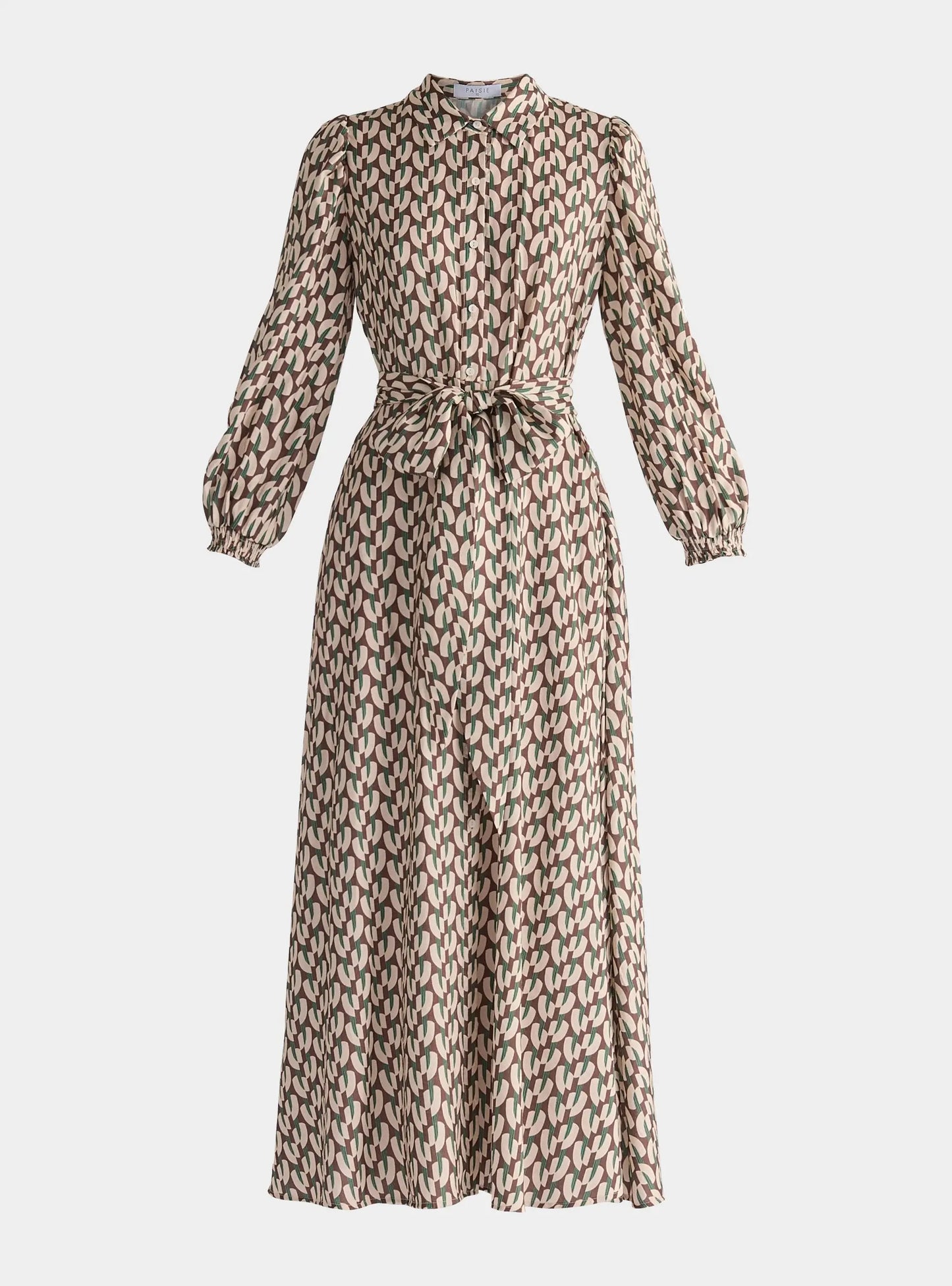 Geometric Print Maxi Shirt Dress Paisie
