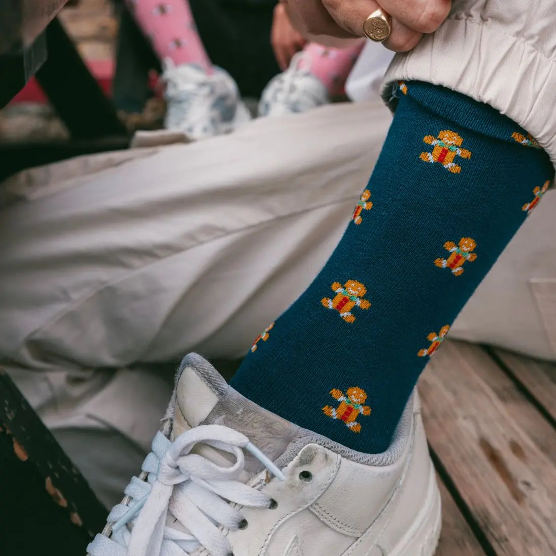 Gingerbread Men Matching Bamboo Socks (Adult & Child) Swole Panda