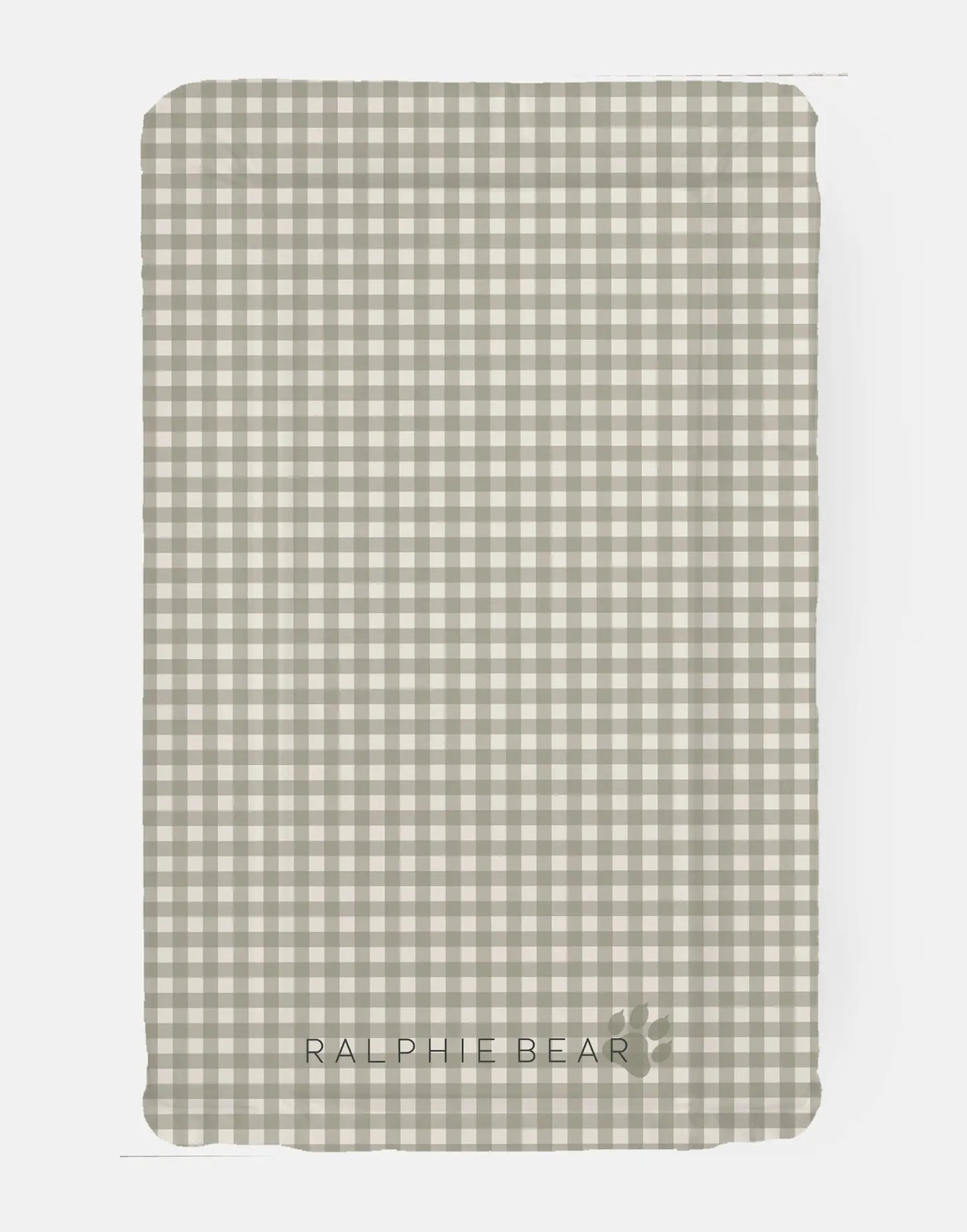 Gingham Sage Table Changing Mat Ralphie Bear