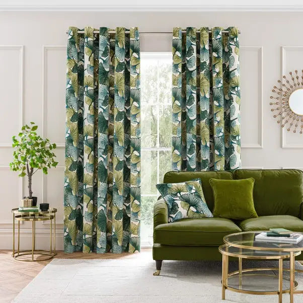 Gingko Cut Velvet Eyelet Curtains Dunelm