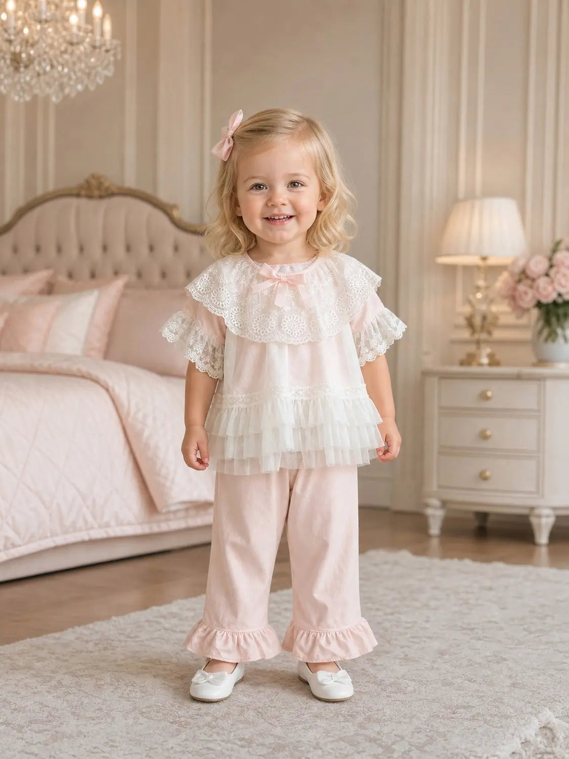 Girls Flowy Lace Pyjama Trouser Set BEAU KiD