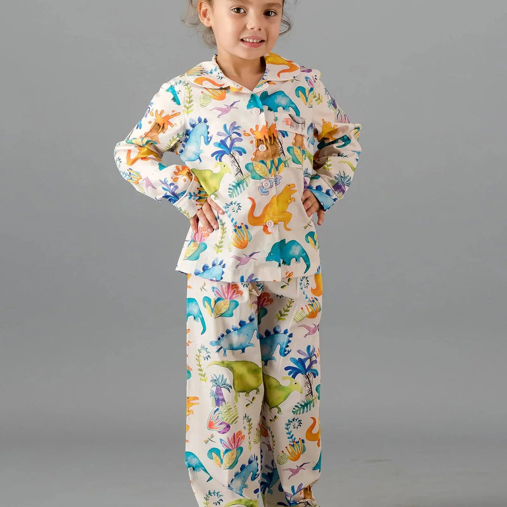 Girls Long Pyjamas - Dinosaurs Woodstock Laundry