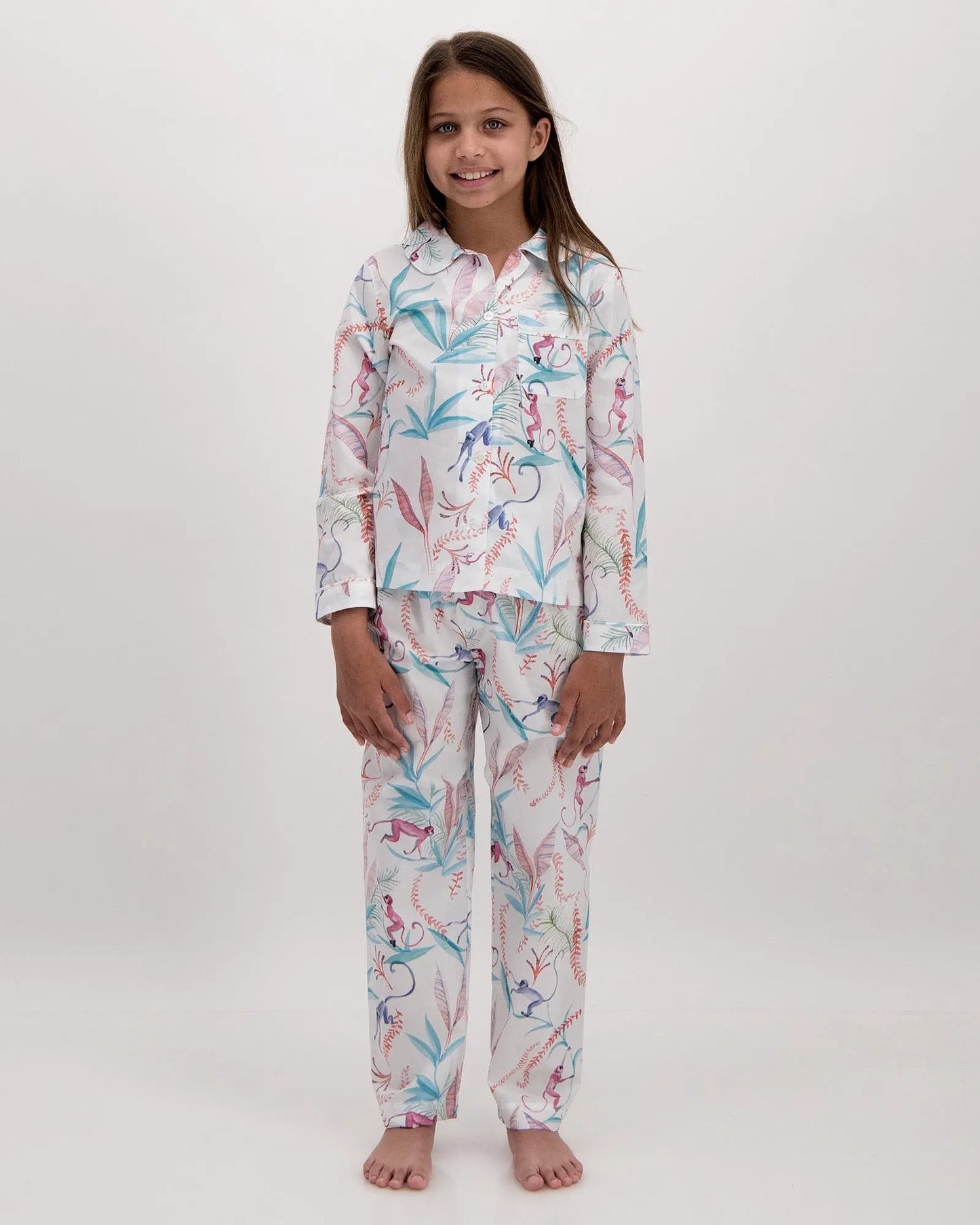 Girls Long Pyjamas - Monkeys Woodstock Laundry