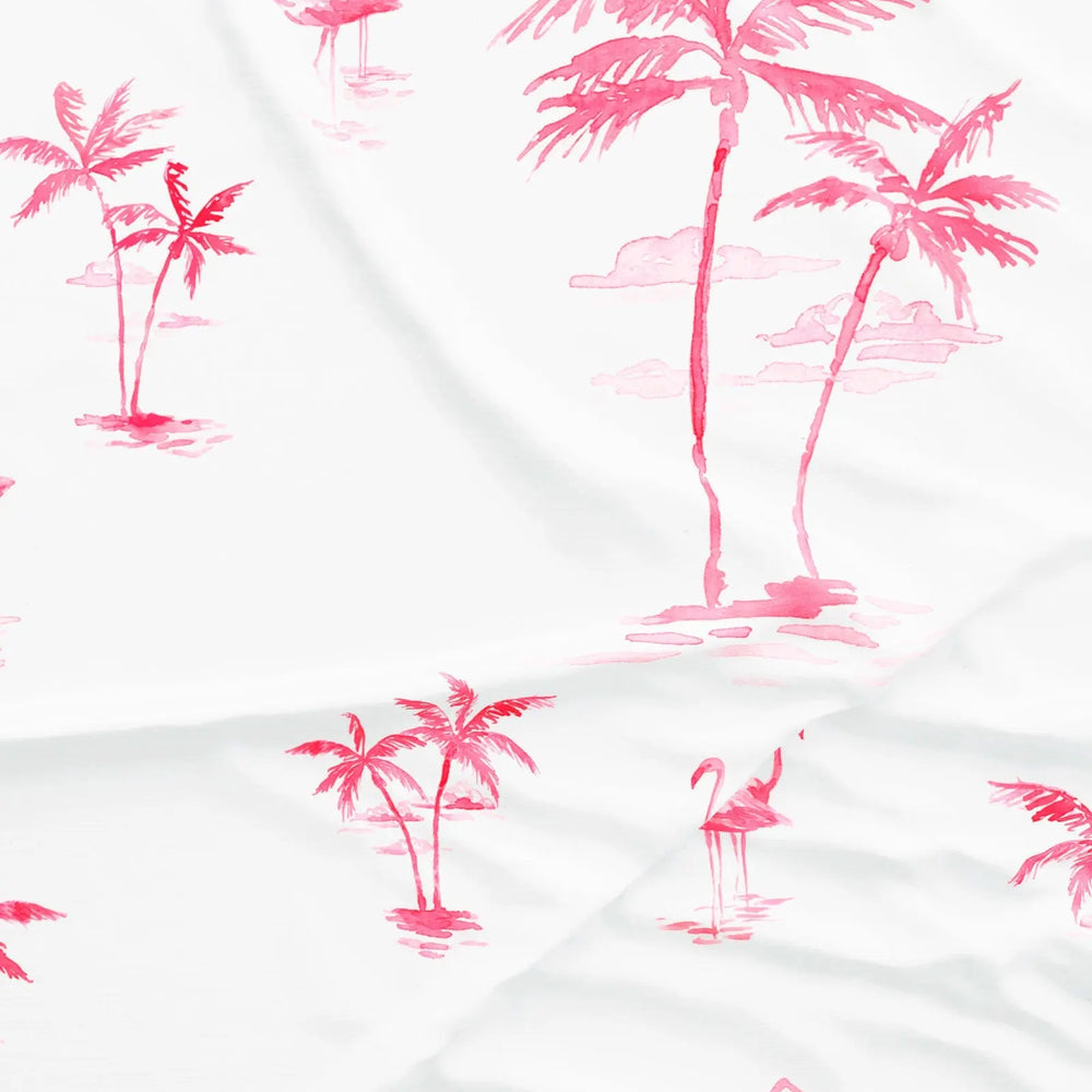 Girls Long Pyjamas - Pink palms Woodstock Laundry
