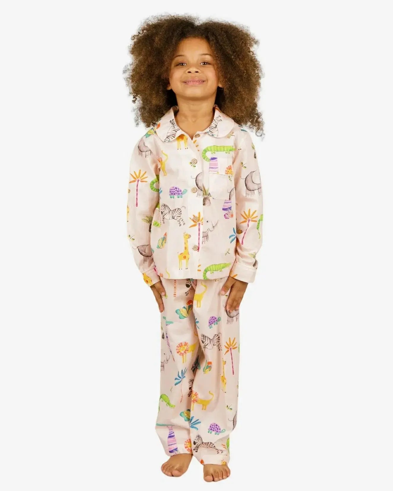 Girls Long Pyjamas - Safari Pink Woodstock Laundry