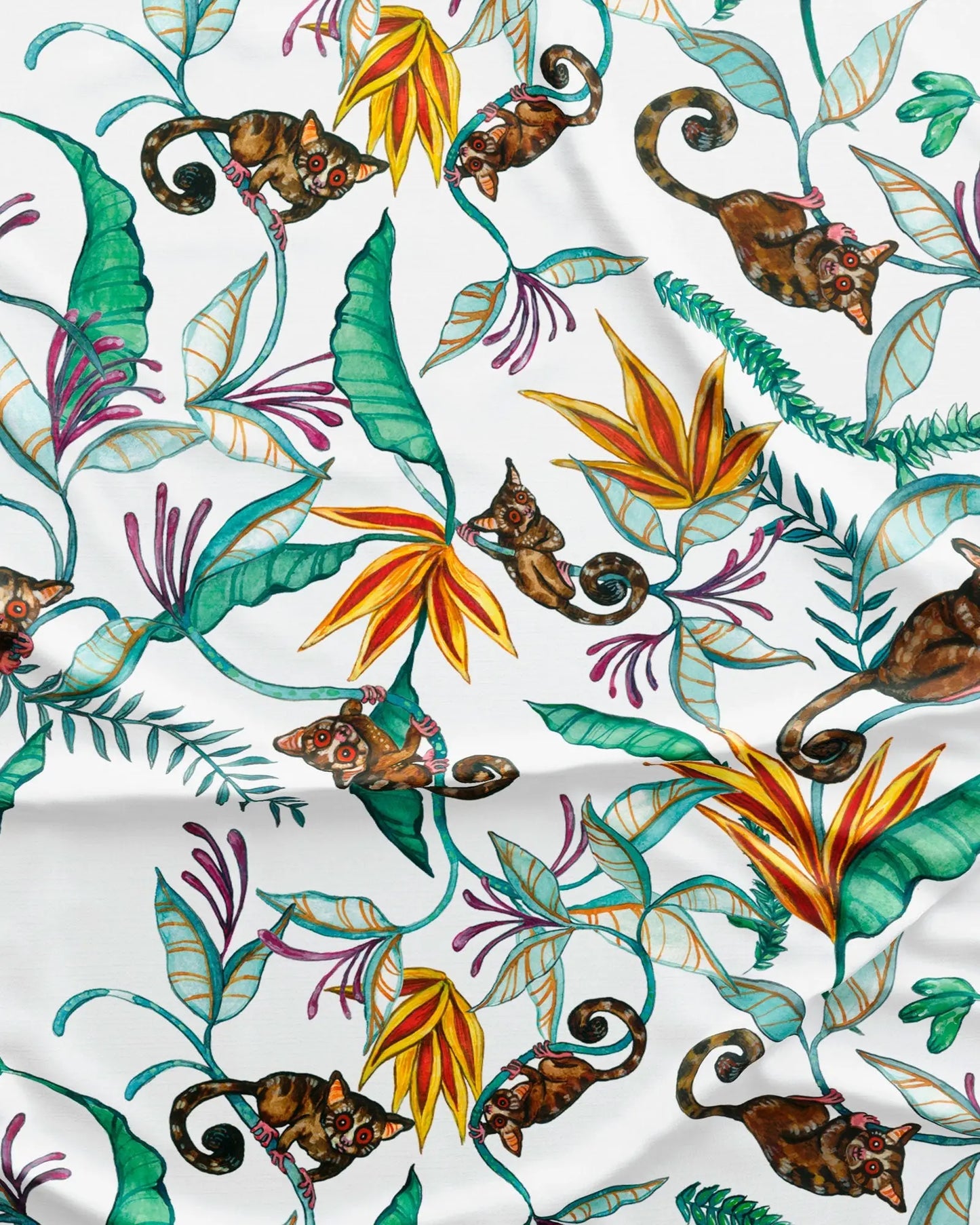 Girls Short Pyjamas - Night Monkeys White Woodstock Laundry