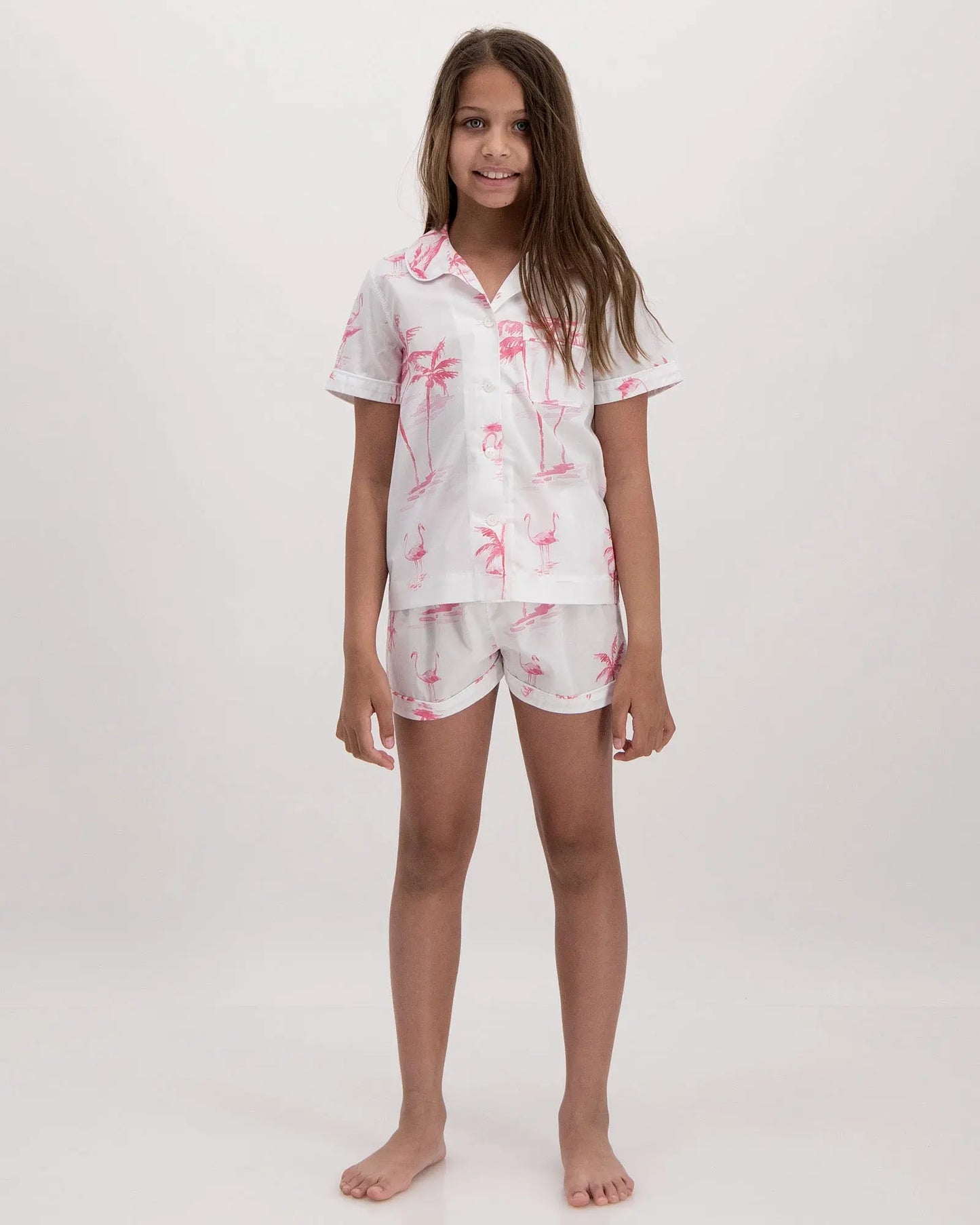 Girls Short Pyjamas - Pink Palms Woodstock Laundry