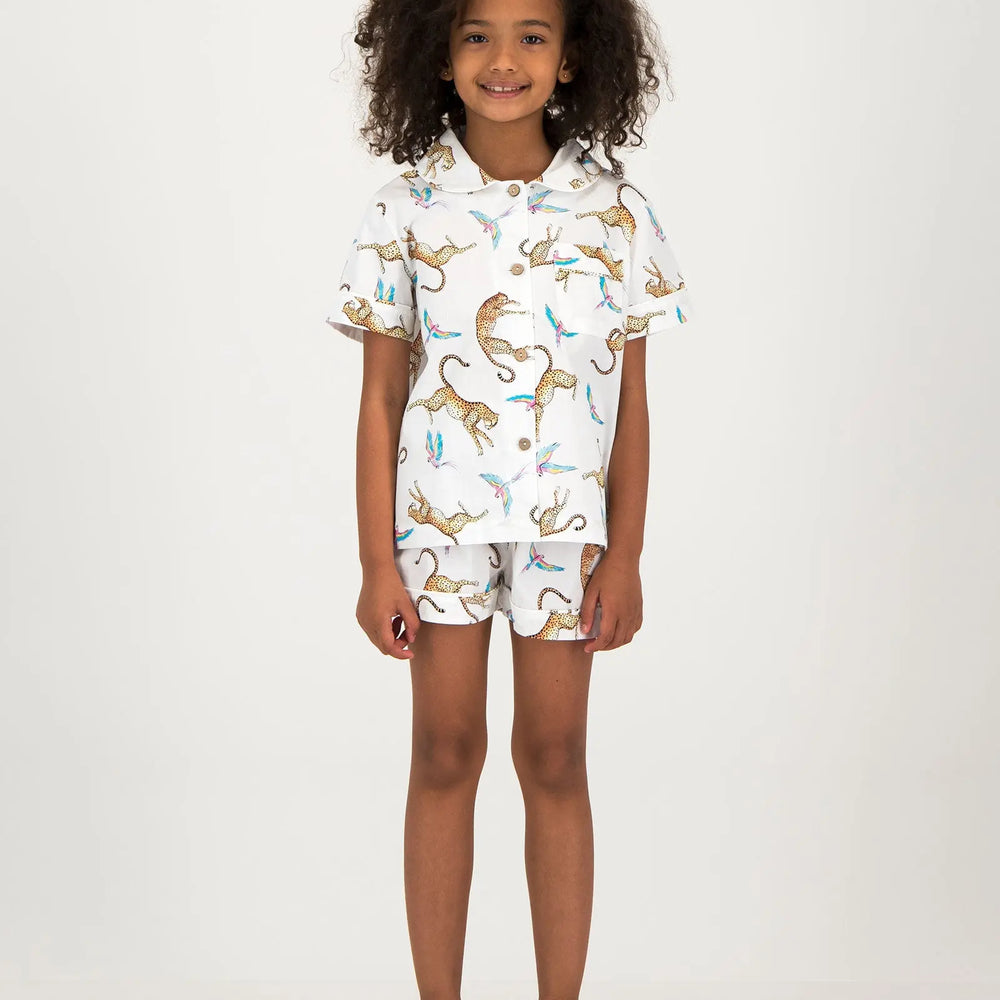 Girls Short Pyjamas - Playing Cheetahs Woodstock Laundry