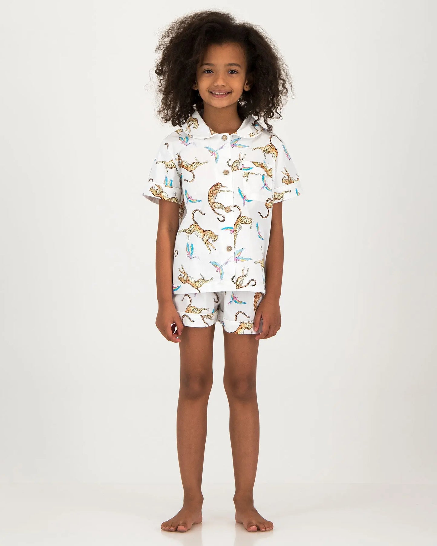 Girls Short Pyjamas - Playing Cheetahs Woodstock Laundry